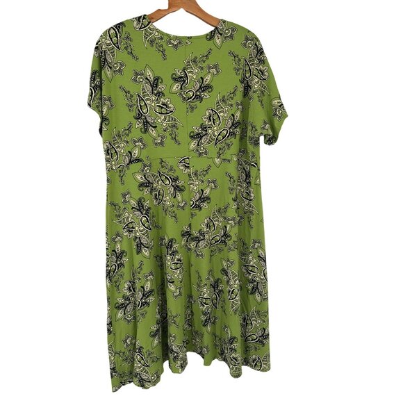 Masai Green Floral Print Dress womens size Medium short sleeve knit - Picture 4 of 7